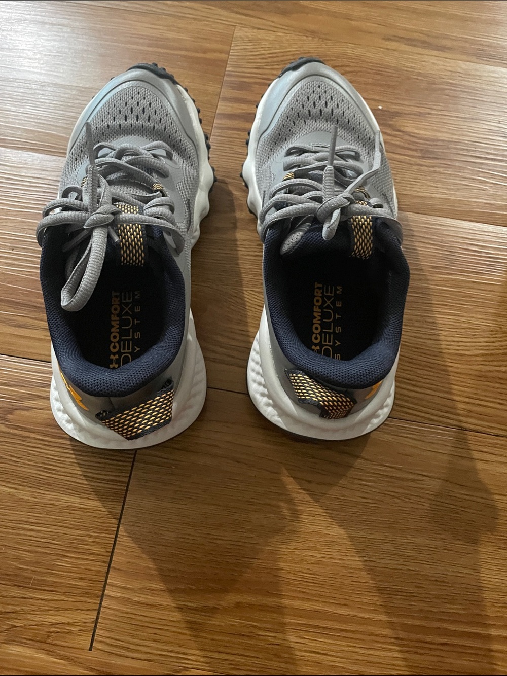 Under Armour Women Hiking Gray and Gold Mesh Sneakers